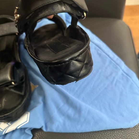 Chanel Black Sandals with Gold Accents dad sandals leather sandals - Picture 13 of 16